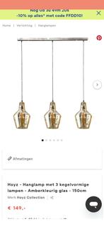 Hoyz hanglamp 3 kegels, Huis en Inrichting, Lampen | Hanglampen, Ophalen of Verzenden, Zo goed als nieuw, Glas, 75 cm of meer