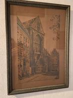 Antieke Pentekening Stadsgezicht, Antiek en Kunst, Kunst | Etsen en Gravures, Ophalen