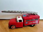 Blikken brandweer wagen en vogel vintage, Ophalen of Verzenden