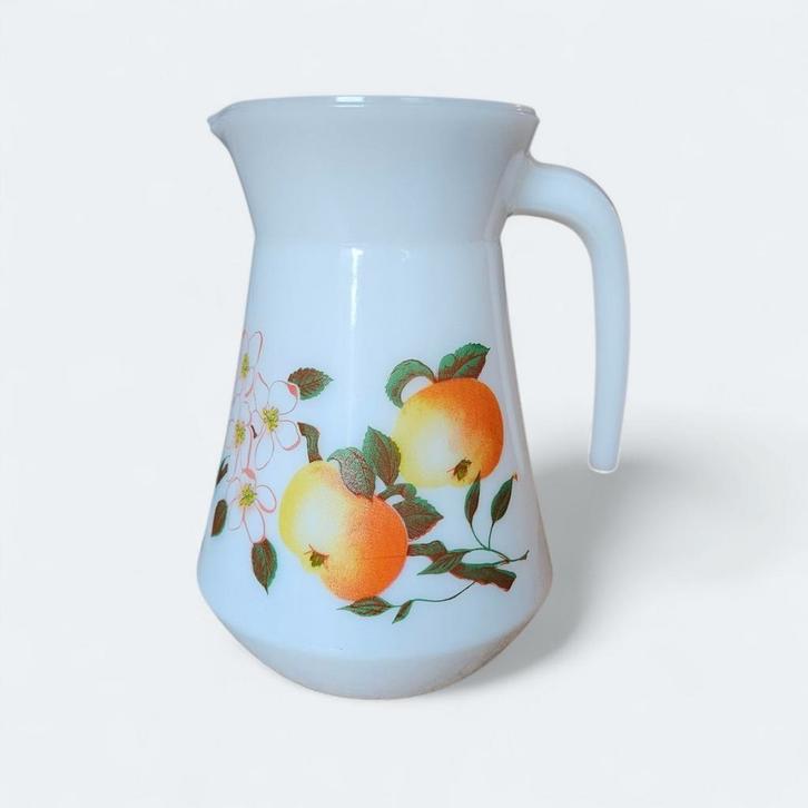 Vintage Arcopal melkglas kan met perziken – jaren '70, Antiek en Kunst, Antiek | Vazen, Ophalen of Verzenden