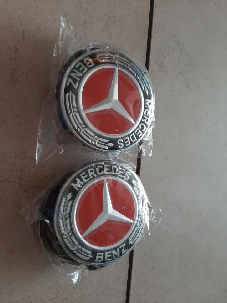 Mercedes-Benz naafkappen set zwart/rood, Auto diversen, Wieldoppen, Nieuw, Ophalen of Verzenden