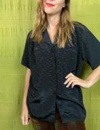 Vintage zwarte blouse / shirt baggy- patroon - effen - 36/38, Kleding | Dames, Blouses en Tunieken, Gedragen, Vintage, Ophalen of Verzenden