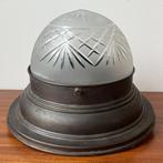 Originele art deco plafonnière matglas met messing houder, Antiek en Kunst, Antiek | Lampen, Ophalen of Verzenden