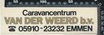 Sticker: Caravancentrum Van der Weerd - Emmen, Ophalen of Verzenden, Zo goed als nieuw, Bedrijf of Vereniging