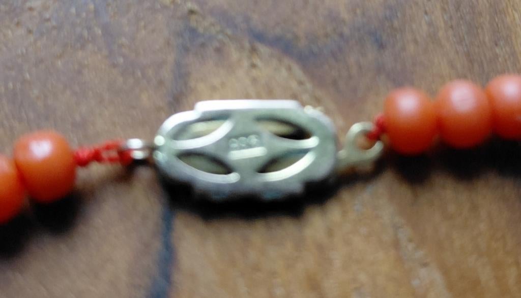 fraaie bloedkoraal ketting,gouden slotje, Sieraden, Tassen en Uiterlijk, Antieke sieraden, Verzenden, Goud, Ketting