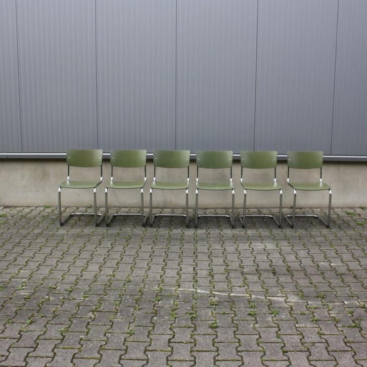 Thonet S43 | showroom set | olive green RAL 6003 | set van 6, Huis en Inrichting, Stoelen, Nieuw, Vijf, Zes of meer stoelen, Hout