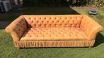 Chesterfield bank 3-zits leer - Rivièra Maison, Huis en Inrichting, Banken | Bankstellen, Ophalen, Zo goed als nieuw, 200 tot 250 cm