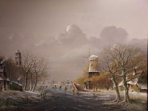 Thomas Heesakkers groot Winterlandschap, Antiek en Kunst, Kunst | Schilderijen | Klassiek, Ophalen