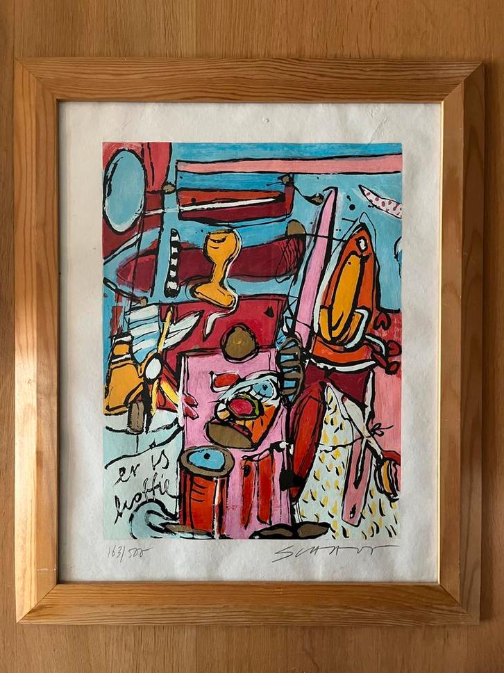 Miriam Slaats zeefdruk “Is er koffie”, Antiek en Kunst, Kunst | Litho's en Zeefdrukken, Ophalen of Verzenden