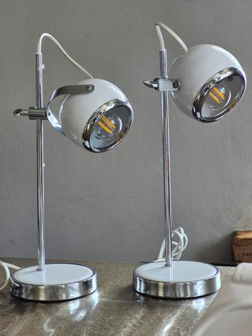 2x witte eye ball lampen vintage verstelbaar wit chroom beschikbaar voor biedingen