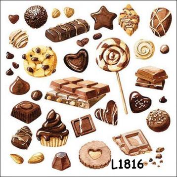 Servetten decoupage/bullet journal * chocolade L1816 beschikbaar voor biedingen
