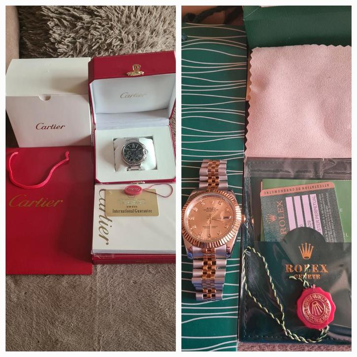 Rolex & Cartier Horloges - Nieuwstaat, Compleet, Sieraden, Tassen en Uiterlijk, Horloges | Heren, Nieuw, Polshorloge, Rolex, Staal