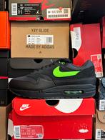 Nike Air Max 1 Zwart Lime - Maat 42.5 - Nieuw!, N, Zwart, Ophalen of Verzenden, Sneakers of Gympen