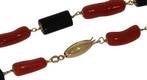 Bloedkoraal en zwart koraal design ketting 18k gouden slot, Sieraden, Tassen en Uiterlijk, Antieke sieraden, Ophalen of Verzenden
