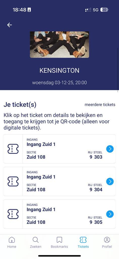 3 Kensington tickets zitplaatsen 3 december, Tickets en Kaartjes, Concerten | Pop, Drie personen of meer, December