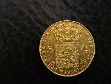 Willem II 5 Gulden 1843 - Gouden Munt beschikbaar voor biedingen