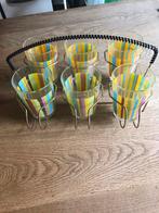 Vintage glazenrek met 6 glazen, Ophalen of Verzenden, Huis en Inrichting