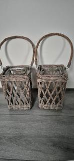 Rieten Windlichten - Set van 2, Huis en Inrichting, Ophalen, 25 tot 50 cm, Zo goed als nieuw, Bruin