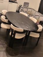 Eleonora eettafel mango hout zwart + 6 eetstoelen, Huis en Inrichting, Tafels | Eettafels, Ophalen, 200 cm of meer, 50 tot 100 cm