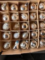 Oude vintage kerstballen klok dennenappel druiventros zilver, Diversen, Kerst, Ophalen of Verzenden, Gebruikt