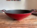 Rode gietijzeren wok, Huis en Inrichting, Keuken | Potten en Pannen, Ophalen, Gebruikt, Gietijzer, Wok