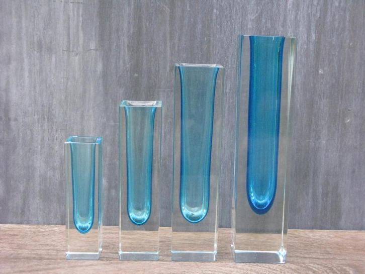 4 VAZEN SOMMERSO MURANO FLAVIO POLI, Antiek en Kunst, Kunst | Designobjecten, Ophalen of Verzenden