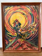 Wasco haan in lijst met glas, gesigneerd TG '57?, Antiek en Kunst, Ophalen