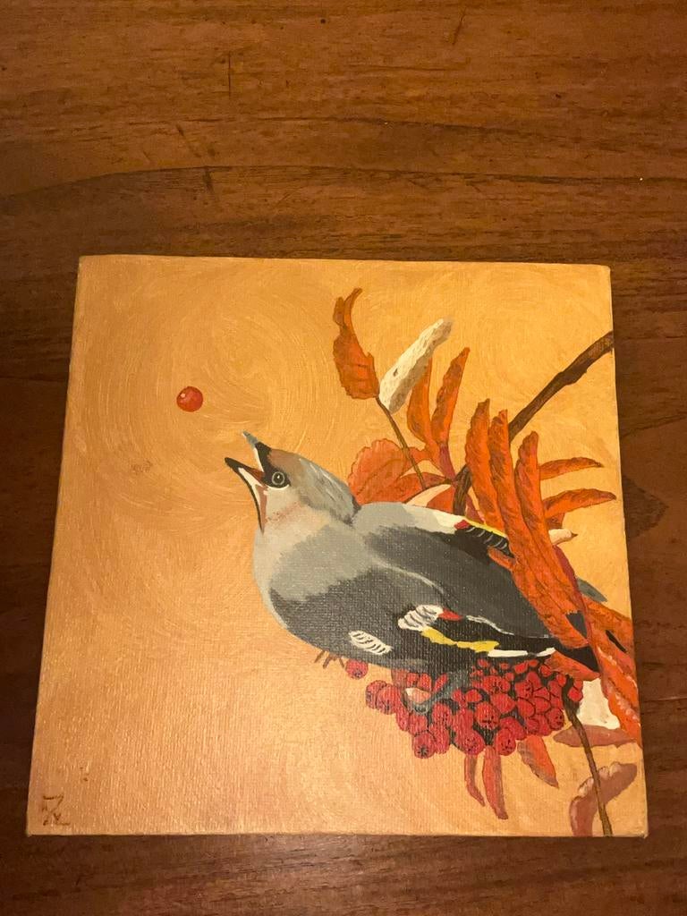 Schilderij van een vogel (Adriaan van Zutphen 2013), Antiek en Kunst, Kunst | Schilderijen | Klassiek, Ophalen of Verzenden