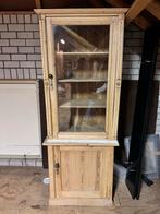 Antieke vitrinekast van grenenhout, Gebruikt, Grenenhout, 50 tot 100 cm, Ophalen of Verzenden