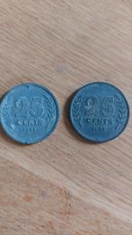 Nederlandse 25 Cents munten - 1941 & 1942 - WW2 _ WO2, Postzegels en Munten, Munten | Nederland, Setje, Koningin Wilhelmina, Ophalen of Verzenden