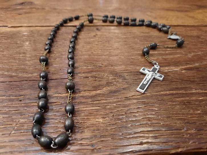 oude donker bruine lange houten paternoster, begin 1900, Antiek en Kunst, Curiosa en Brocante, Ophalen of Verzenden