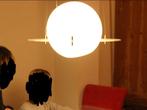 Lamp "Saturnus"  glazen bol op glazen schijf, Ophalen, Zo goed als nieuw, Minder dan 50 cm