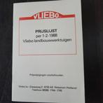 Vliebo Prijslijst 1988 - Landbouwwerktuigen Catalogus, Ophalen of Verzenden, Zo goed als nieuw, Vliebo, Catalogus