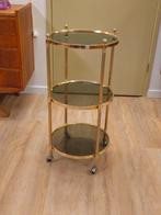 Vintage Barcart Serveerwagen Trolley Bijzettafel Messing, Ophalen, Zo goed als nieuw, Nvt, Nvt