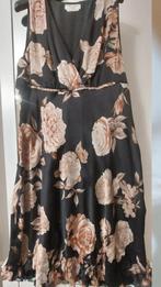 Jurk zwart zijde roze 44/46 -48, Galajurk, Zwart, Maat 46/48 (XL) of groter, Nieuw