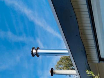 Houtkachel met dubbelwandig rookkanaal