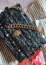 Kurt Geiger Kensington Long Flap – Iconische blauwe tweedbag, Sieraden, Tassen en Uiterlijk, Tassen | Damestassen, Ophalen of Verzenden