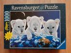 Puzzel met 3 Leeuwenwelpjes Ravensburger 1000 stukjes, Ophalen of Verzenden, 500 t/m 1500 stukjes, Zo goed als nieuw, Legpuzzel