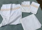 Vintage beddengoed 1x laken 1x hoeslaken 2x sloop (MV30), Ophalen of Verzenden, Gebruikt, Tweepersoons