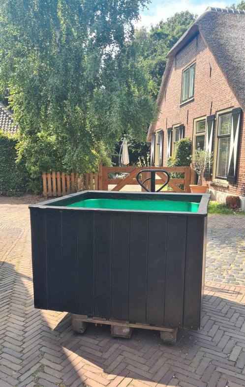 Vierkante houtgestookte hottub of ijsbad dompelbad, Tuin en Terras, Bubbelbaden en Hottubs, Gebruikt, Vast, Afdekzeil, Ophalen