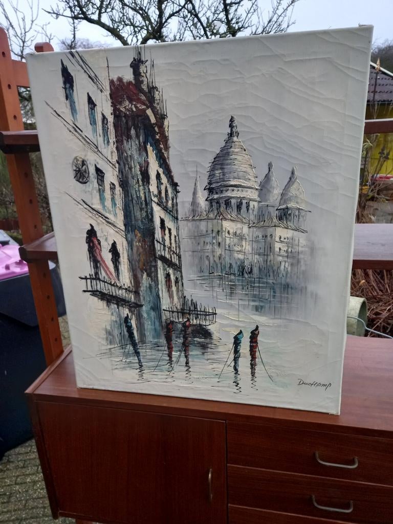 Schilderij gesigneerd duchamp, Vo, 50 tot 75 cm, Zo goed als nieuw, Schilderij