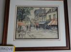 PARIJS AQUAREL * PLACE DUTERTRE * In Lijst *, Antiek en Kunst, Verzenden