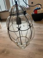 Venetiaanse Glazen hanglamp met metalen frame, Huis en Inrichting, Ophalen, Zo goed als nieuw, Glas, Minder dan 50 cm