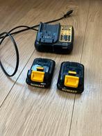 DeWalt acculader + 2 accu’s, Ophalen of Verzenden, Gebruikt