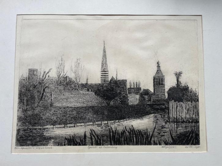 ets van W.H. Gispen gezicht op Culemborg, Antiek en Kunst, Curiosa en Brocante, Ophalen of Verzenden