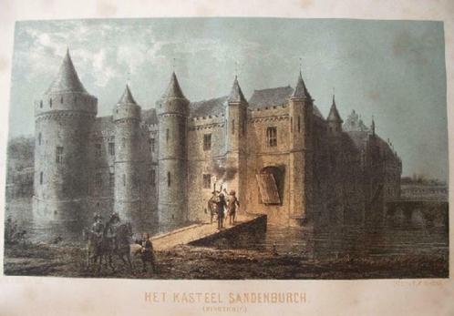 23 / Langbroek  Kasteel Sandenburch  Litho 1854, Antiek en Kunst, Kunst | Litho's en Zeefdrukken, Ophalen of Verzenden