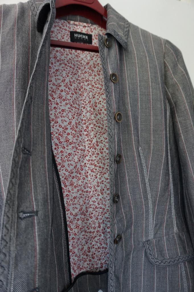 HUCKE jasje colbert blazer grijs - roze met kraag maat 38, Kleding | Dames, Jasjes, Kostuums en Pakken, Zo goed als nieuw, Jasje