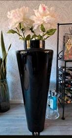 Zwarte vaas, Zwart, Ophalen of Verzenden, Minder dan 50 cm, Glas