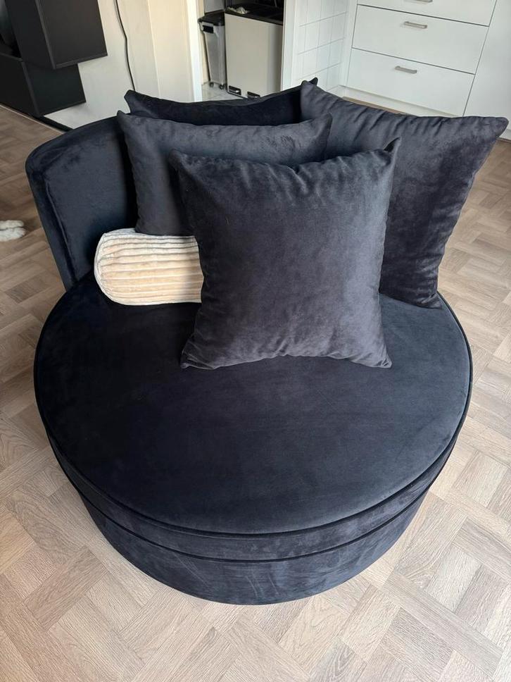 Loveseat zwart velvet 120cm, Huis en Inrichting, Fauteuils, Zo goed als nieuw, Stof, 75 tot 100 cm, Ophalen