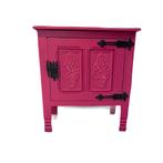 Antieke houten fuchsia roze kastje, Ophalen, Zo goed als nieuw, Minder dan 45 cm, 70 cm of meer